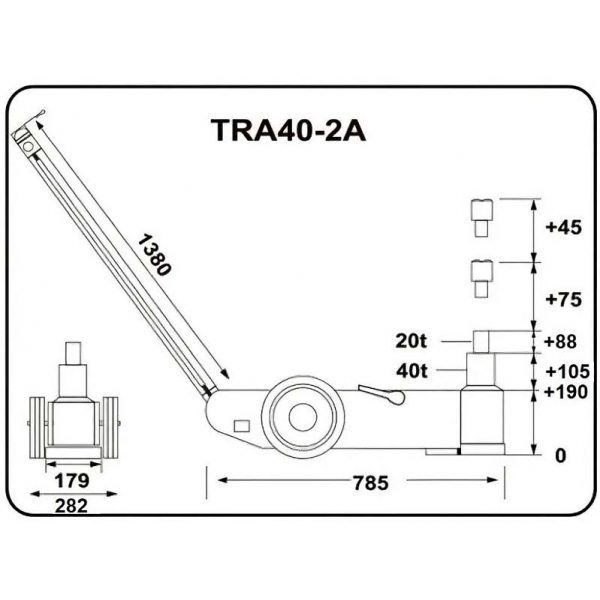 Pneumatic-hydraulic jack 40t / 20t | Baltic Diag Pneumatic-hydraulic jack 40t / 20t | Baltic Diag
