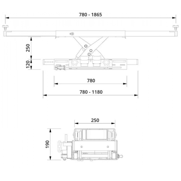 Extra wide pneumo-hydraulic jacking beam AC-Hydraulic 2.6 tons | Baltic Diag Extra wide pneumo-hydraulic jacking beam AC-Hydraulic 2.6 tons | Baltic Diag
