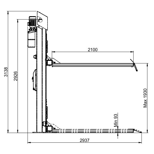 Electro-hydraulic single column lift ATH-Single Lift 12PL | Baltic Diag