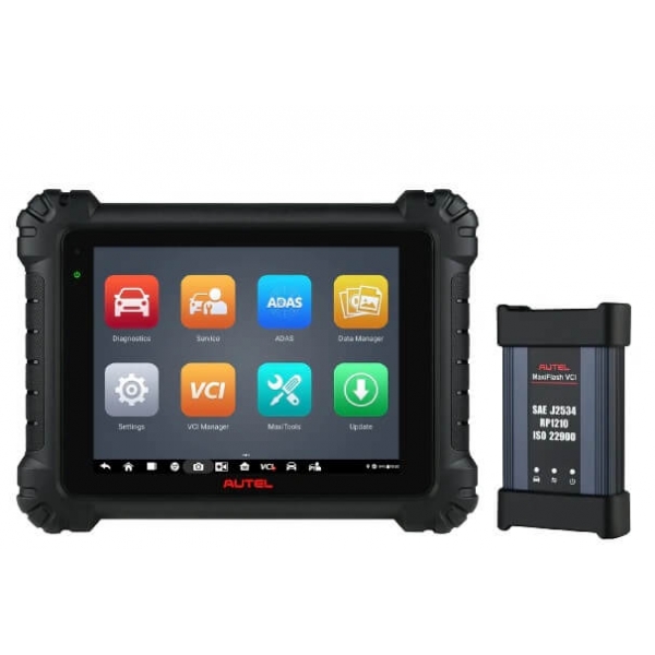 Wheel alignment stand autel IA900WA with MaxiSys 909 diagnostic equipment and rim holders | Baltic Diag