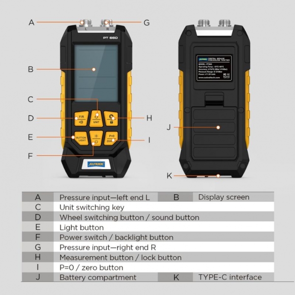 Brake pressure gauge for brake system testing Autool PT660 | Baltic Diag
