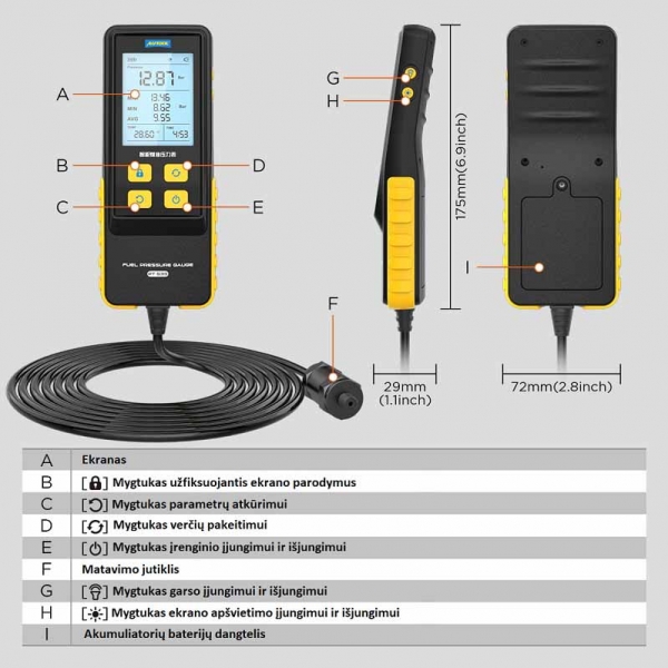 Fuel pressure measuring device Autool PT635 | Baltic Diag