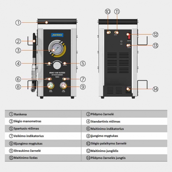 Brake system fluid replacement device Autool AST609 | Baltic Diag