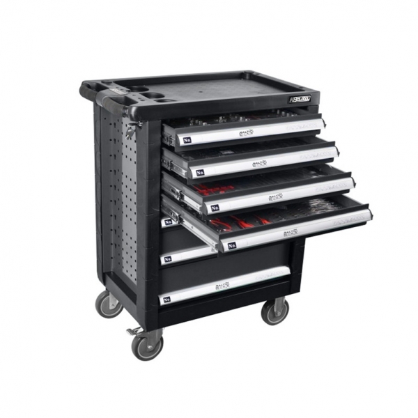 Professional tool trolley with tools, 7 drawers, 319 pcs
