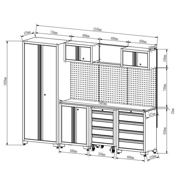 Professional workbench set with mobile cabinet for workshops, garages, and auto services, 13 pcs. | Baltic Diag Professional workbench set with mobile cabinet for workshops, garages, and auto services, 13 pcs. | Baltic Diag