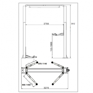 Two-post car lift 4000 kg, with electromagnetic arm locking and 2 + 3 stage arms, BD-4000EP3