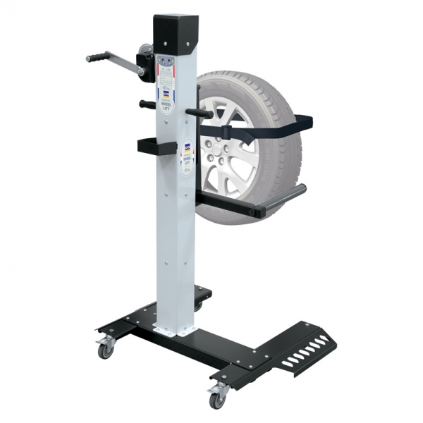 Manual wheel lift for automotive workshops