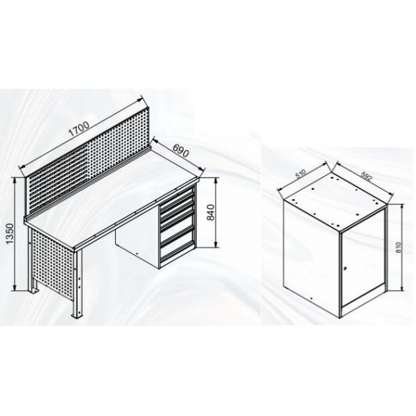 Workbench set Profi with cabinet Gude | Baltic Diag
