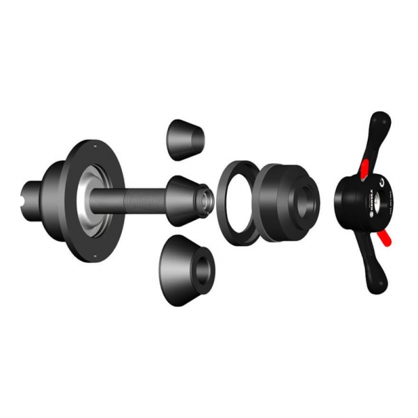 Centering shaft Kit Ø40 mm with conical section, 240 mm, with 3 cones and clamping handle