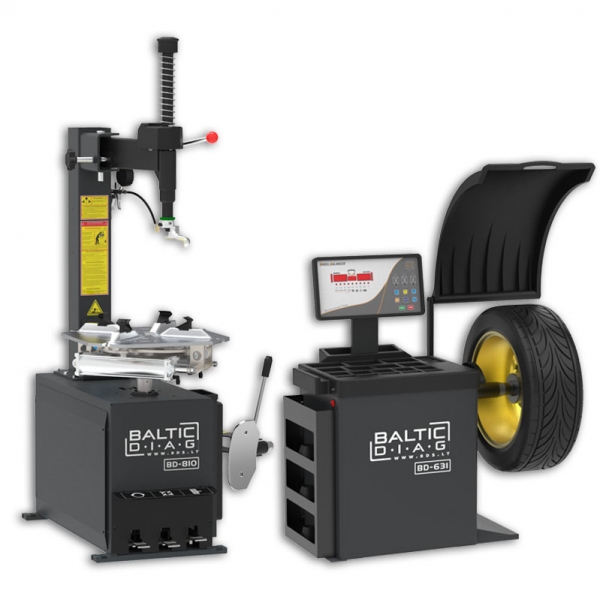 Set of semi-automatic tire changer and automatic wheel balancer BD-631 + BD-810 Set of semi-automatic tire changer and automatic wheel balancer BD-631 + BD-810