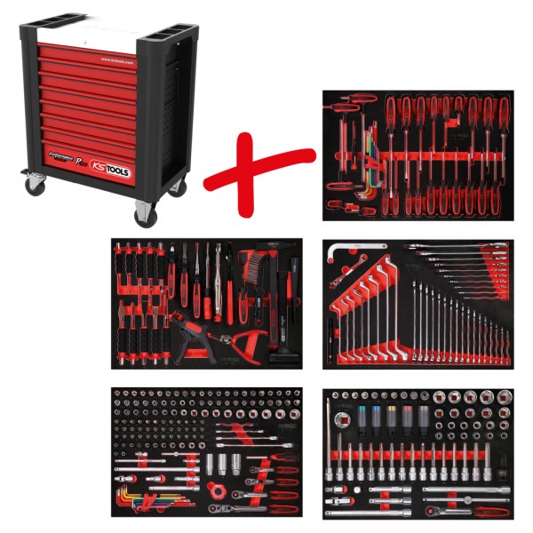 Performanceplus P10 tool trolley set with 299 Tools, 5 drawers KS Tools