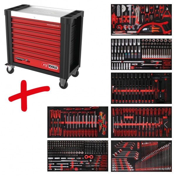 Performanceplus P25 tool trolley set with 510 tools, 7 drawers KS Tools