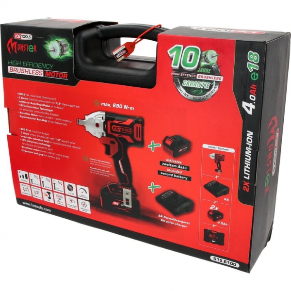 Cordless impact wrench set 1/2, 9-piece eMONSTER KS Tools | Baltic Diag