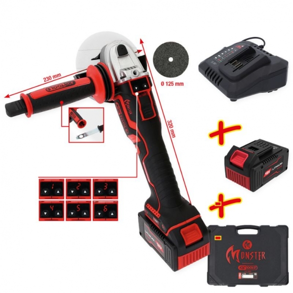 Аккумуляторный угловой шлифовальный набор, 4 предмета eMONSTER KS Tools | Baltic Diag