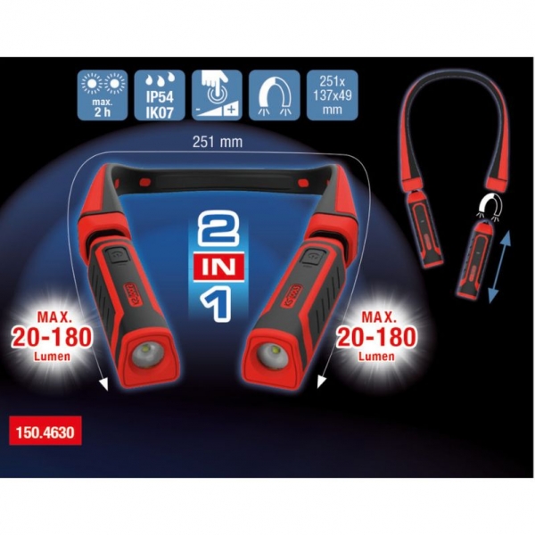 2-in-1 neck work light with two removable lamps, 150 lumens eQi UltimateBEAM KS Tools | Baltic Diag