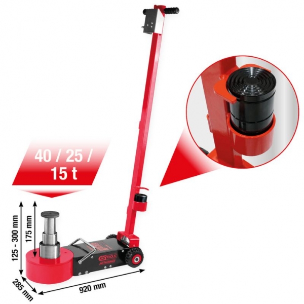 Pneumatic hydraulic jack 40 / 25 / 15 t Performance KS Tools | Baltic Diag