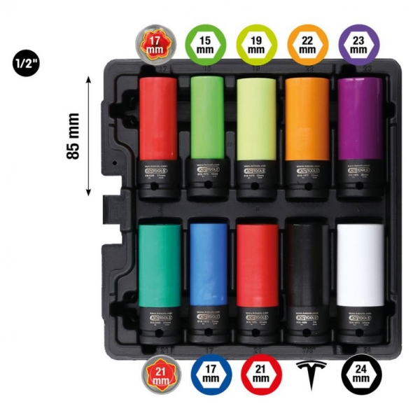 1/2 impact socket set for special aluminium rims, 10 pcs KS Tools | Baltic Diag