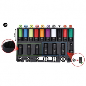 1/2 special drive end socket set for wheel bolts, 17 pcs MASTER KS Tools | Baltic Diag