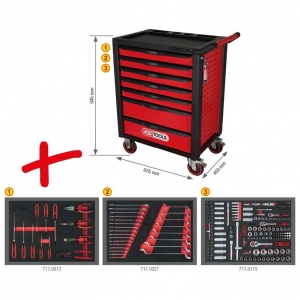 RACINGline tool trolley with 7 drawers and 215 tools | Baltic Diag