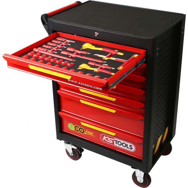 Tool trolley ECOLine with 42 insulated tools, for electric vehicles | Baltic Diag Tool trolley ECOLine with 42 insulated tools, for electric vehicles | Baltic Diag