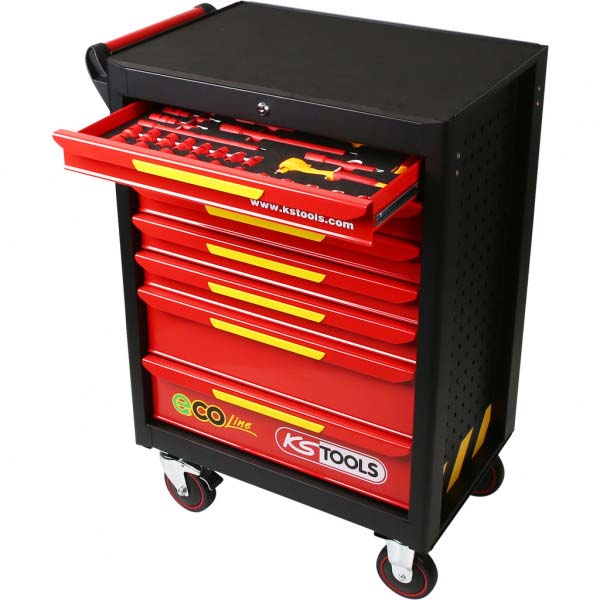 Tool trolley ECOLine with 42 insulated tools, for electric vehicles
