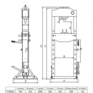 Pneumatic / hydraulic press with manometer 30 t | Baltic Diag