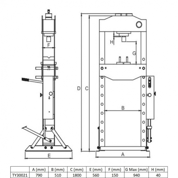 Pneumatic / hydraulic press with manometer 30 t | Baltic Diag