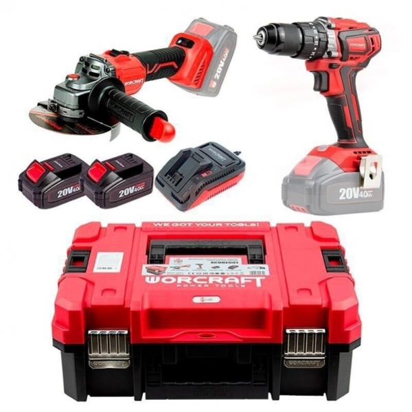 Cordless drill-driver and angle grinder set WORCRAFT XCUBE