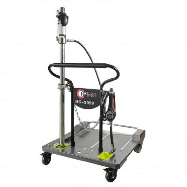 Oil pump for liquid oil with wheels for barrels from 180 to 200 L