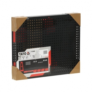 Wall-mounted metal tool rack with holders and storage bins, 34-piece set | Baltic Diag