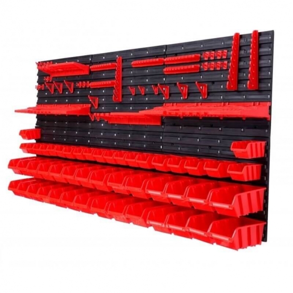 Wall-mounted tool rack with boxes and holders, 74 pcs | Baltic Diag