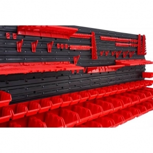 Wall-mounted tool rack with boxes and holders, 74 pcs | Baltic Diag