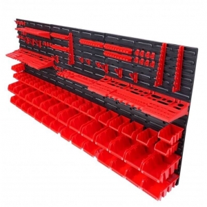 Wall-mounted tool rack with boxes and holders, 74 pcs | Baltic Diag