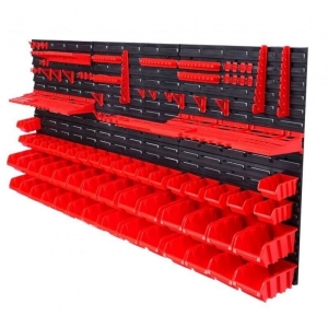 Wall-mounted tool rack with boxes and holders, 74 pcs | Baltic Diag