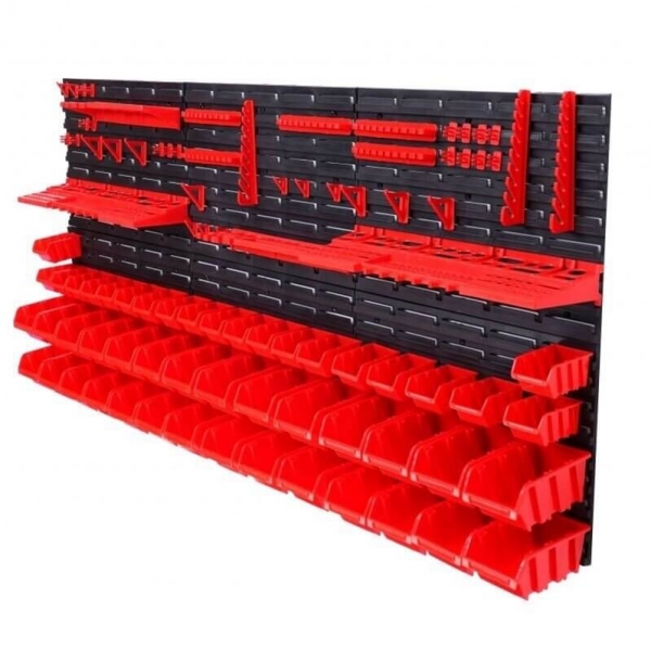 Wall-mounted tool rack with boxes and holders, 74 pcs | Baltic Diag