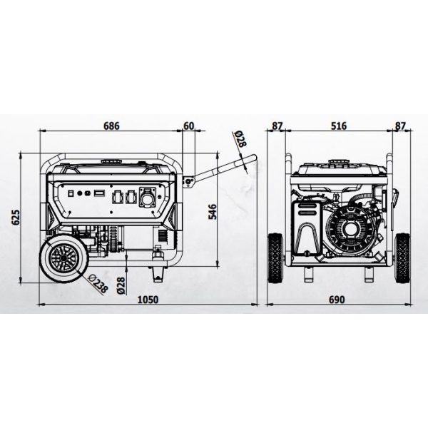 Mobile petrol generata Mosa GE 6900 6.5 kW | Baltic Diag