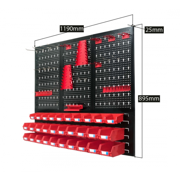 Hanging perforated wall for tools with 52 parts | Baltic Diag