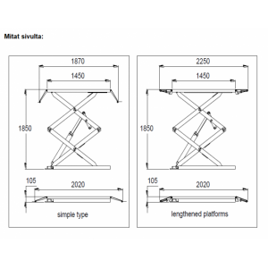 The double scissor lift is 3000 kg mounted on the floor | Baltic Diag