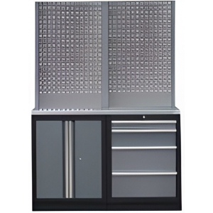 Black panel stationary workbench with two cabinets | Baltic Diag Black panel stationary workbench with two cabinets | Baltic Diag