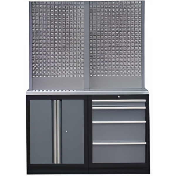 Black panel stationary workbench with two cabinets | Baltic Diag Black panel stationary workbench with two cabinets | Baltic Diag