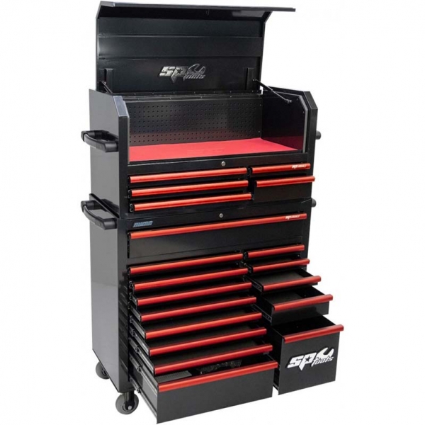 Tool trolley with 14 drawers and an additional 5 upright cabinet SPtools Custom series | Baltic Diag Tool trolley with 14 drawers and an additional 5 upright cabinet SPtools Custom series | Baltic Diag