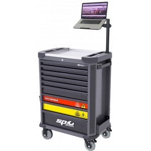 Инструментальная тележка для обслуживания электромобилей с 9 ящиками, 199 инструментами и держателем для ноутбука SP Tools Tech Series | Baltic Diag