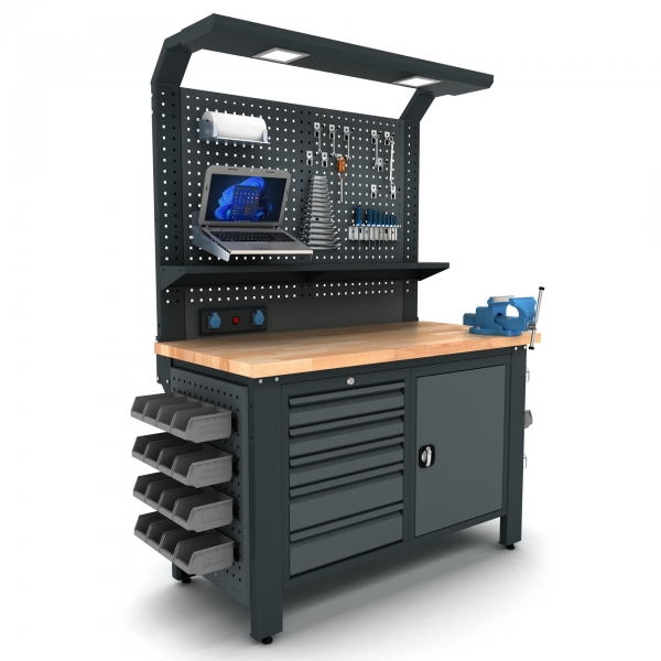 Workbench with perforated panel Bullram Valkenpower