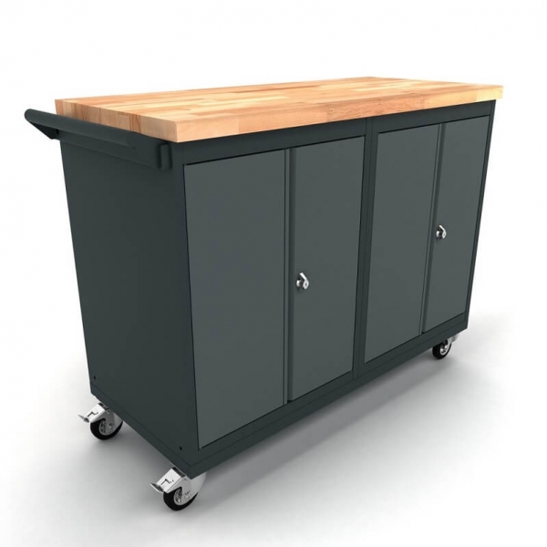 Mobile Workbench with 2x 2-Door Cabinets