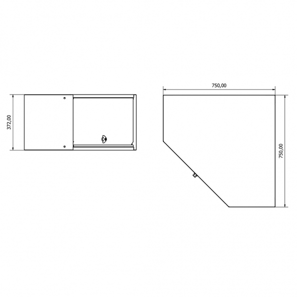 Hanging small one-door corner cabinet Valkenpower | Baltic Diag