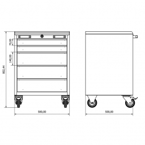 Mobile workshop cabinet with five drawers Valkenpower | Baltic Diag