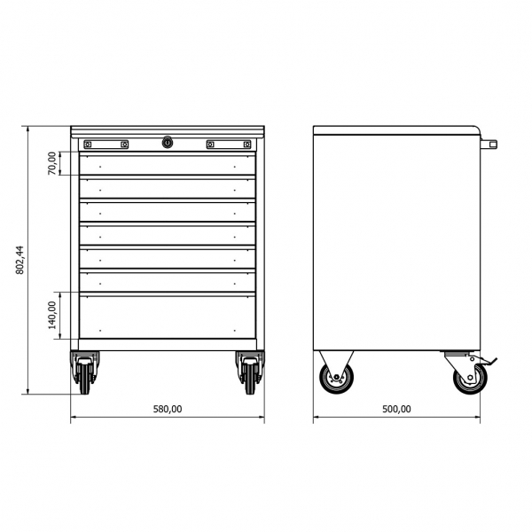 Mobile workshop cabinet with seven drawers Valkenpower | Baltic Diag