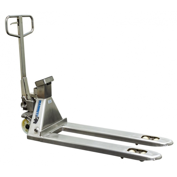 Pallet truck with scale 2500 kg stainless steel 115 cm Mammuth Pallet truck with scale 2500 kg stainless steel 115 cm Mammuth