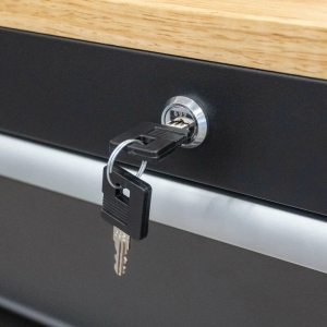 Mobile workshop trolley with 9 drawers and wooden worktop, filled with 298 tools | Baltic Diag