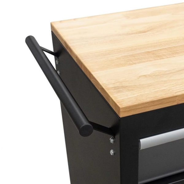 Mobile workshop trolley with 9 drawers and wooden worktop, filled with 298 tools | Baltic Diag